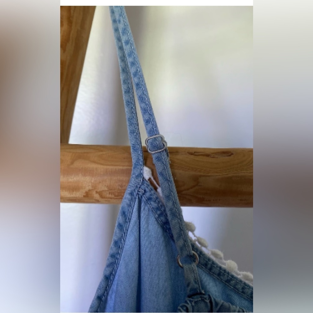 Garage Beautiful Pom Pom Trim detailed Tencel Romper - NWOT- Sz Sm 💙☀️​​ - Picture 12 of 12